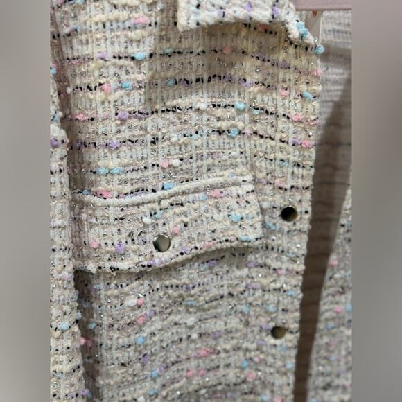 White pastel tweed jacket: size S fit up to L - Picture 6 of 15